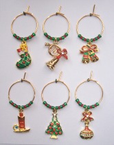 christmas wine glass charms